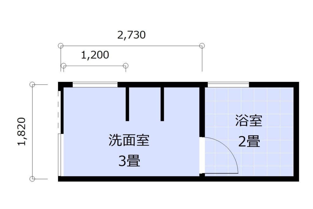 3畳洗面室間取り例