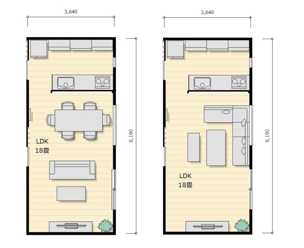 18畳LDKレイアウト比較