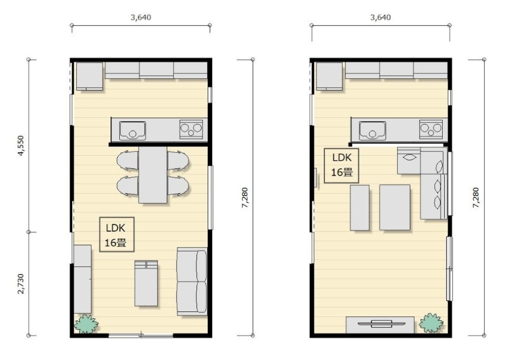 16畳LDKレイアウト比較