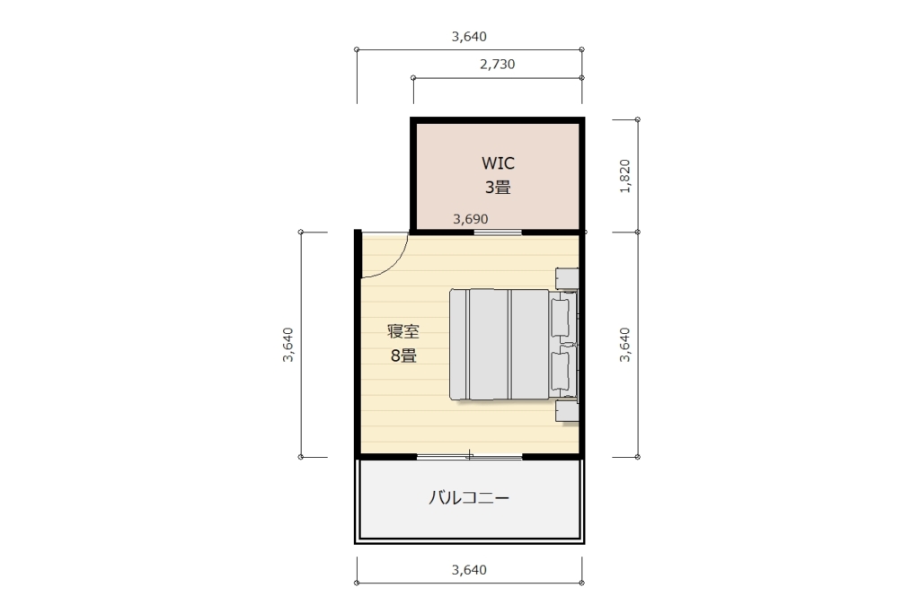  8畳寝室間取り家具配置