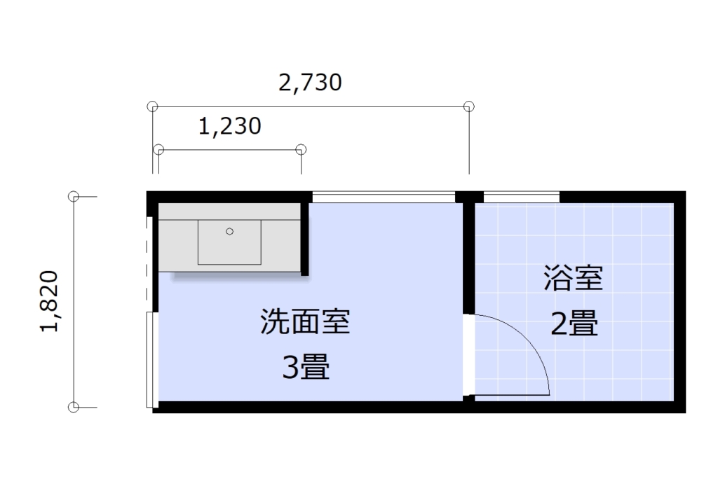 3畳洗面室間取り例